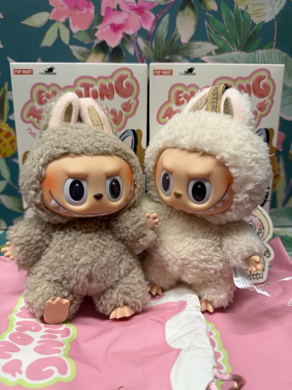 Pop Mart Labubu set of 2 Toffee & Soy Milk Macaron New in Open Boxes
